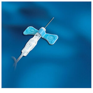 Blood Collection Set, Safety Push Button Retracting Needle, 25G x ¾" Needle, 12" Tubing, Luer Adapter